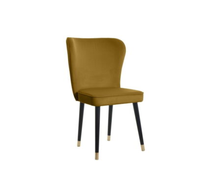 Horčicovohnedá jedálenská stolička s detailmi v zlatej farbe JohnsonStyle Odette French Velvet