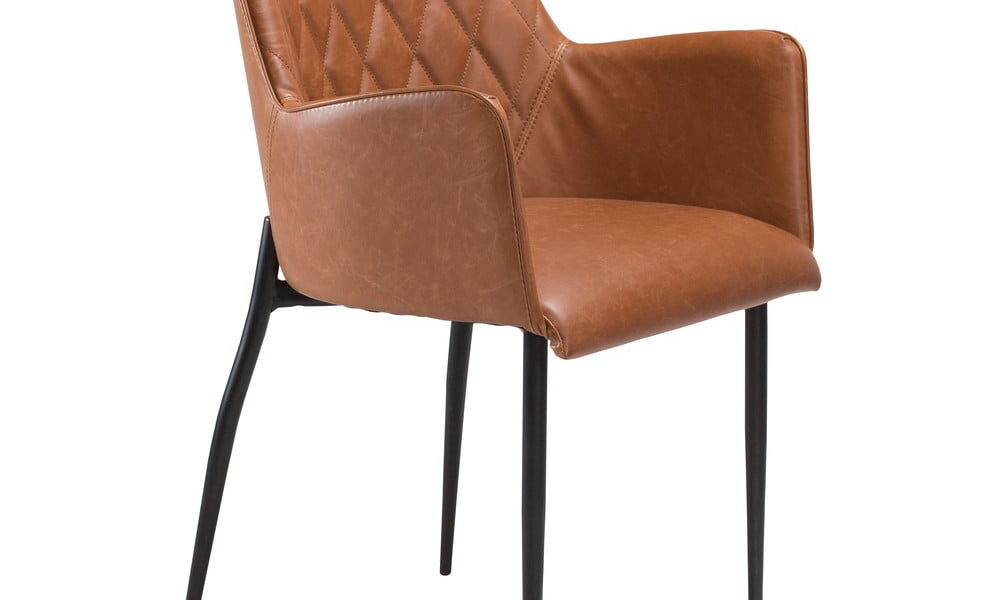 Hnedá jedálenská stolička z eko kože s opierkami DAN–FORM Denmark Rombo Faux