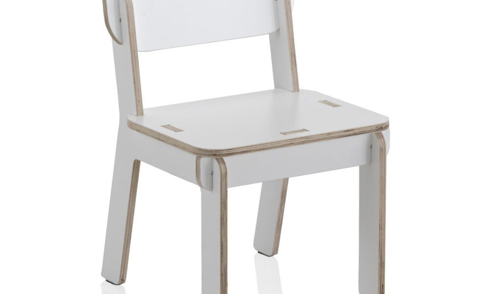 Biela detská stolička z preglejky Geese Piper