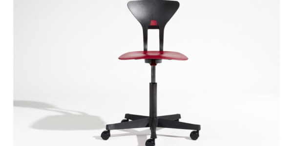 Sivo-červená detská otočná stolička na kolieskach Flexa Ray