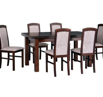 DREWMIX Jedálenský set – stôl KENT II / stoličky NILO V (1+6)