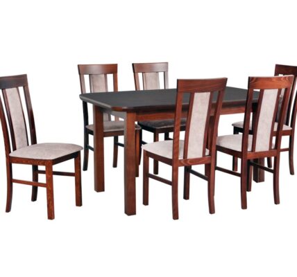 DREWMIX Jedálenský set – stôl WENUS V S / stoličky MILANO VIII (1+6) Drevo: Orech