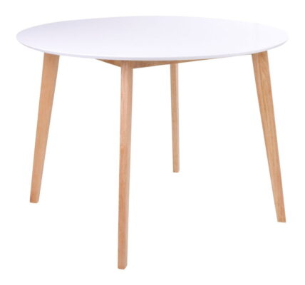 Jedálenský stôl s okrúhlou bielou doskou loomi.design Vojens