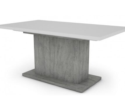 Jedálenský stôl Paulo 160×90 cm, biely/beton, rozkladací