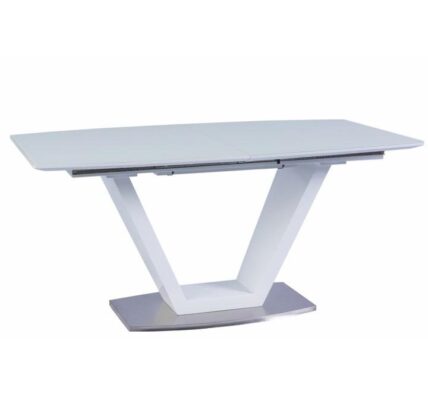 Tempo Kondela Jedálenský stôl, rozkladací, biela extra vysoký lesk/oceľ, PERAK