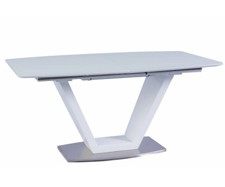 Tempo Kondela Jedálenský stôl, rozkladací, biela extra vysoký lesk/oceľ, PERAK