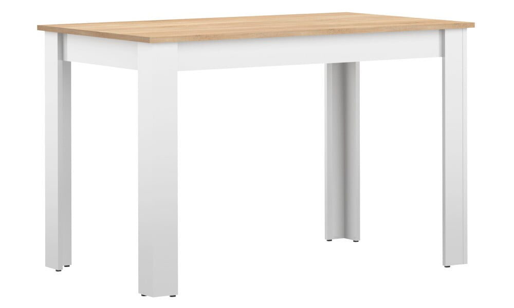 Biely jedálenský stôl s doskou v dekore bukového dreva TemaHome Nice, 110 × 70 cm