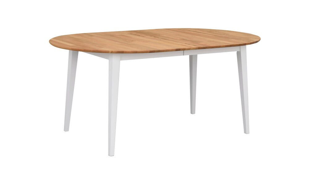 Oválny dubový rozkladací jedálenský stôl s bielymi nohami Rowico Mimi, dĺžka až 210 cm