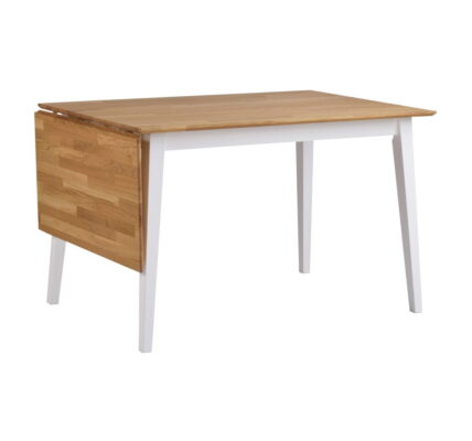 Prírodný sklápací dubový jedálenský stôl s bielymi nohami Rowico Mimi, dĺžka 120 – 165 cm