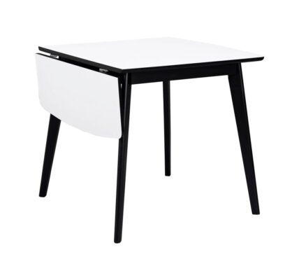 Čierno-biely jedálenský stôl so sklápacou doskou Rowico Olivia, dĺžka 80 + 30 cm