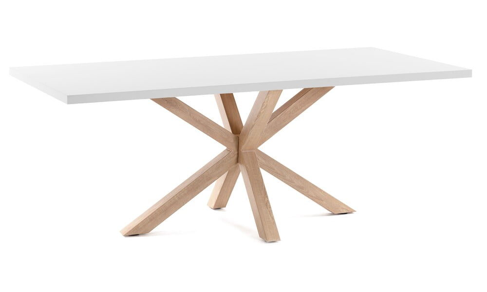 Biely jedálenský stôl s prírodným podnožím La Forma Arya, dĺžka 160 cm