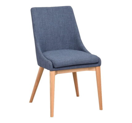 Modrá polstrovaná jedálenská stolička s hnedými nohami Rowico Bea