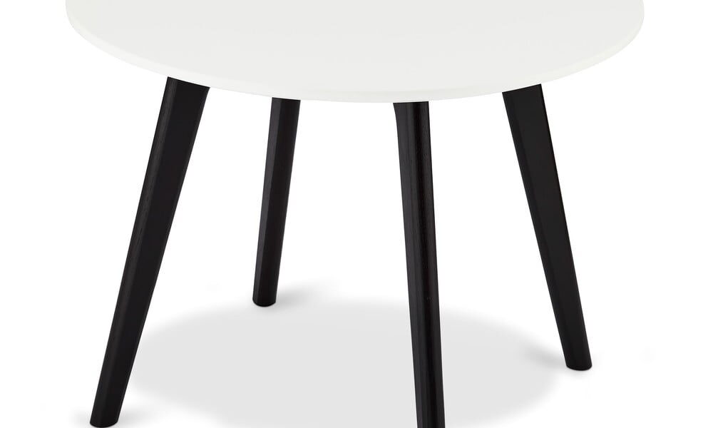 Čierno-biely konferenčný stolík s nohami z dubového dreva Furnhouse Life, Ø 60 cm