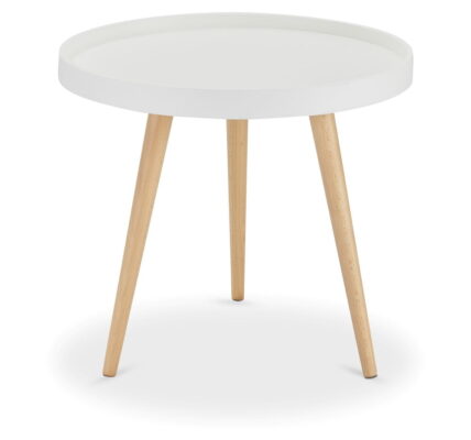 Biely konferenčný stolík s nohami z bukového dreva Furnhouse Opus, Ø 50 cm