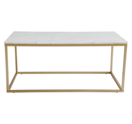 Konferenčný stolík s bielou mramorovou doskou a podnožou v zlatej farbe RGE Accent