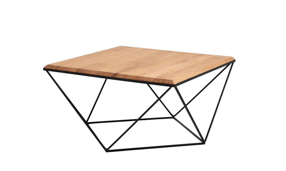 Konferenčný stolík s čiernou podnožou s doskou z masívneho dubu Custom Form Daryl, šírka 80 cm