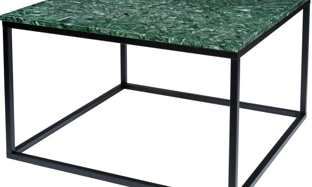 Tmavo zelený mramorový konferenčný stolík s čiernou podnožou RGE Accent, šírka 75 cm