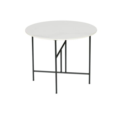 Biely konferenčný stôl s porcelánovou doskou WOOOD Vida, ⌀ 60 cm