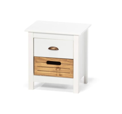 Biely nočný stolík z borovicového dreva s 2 zásuvkami loomi.design Ibiza