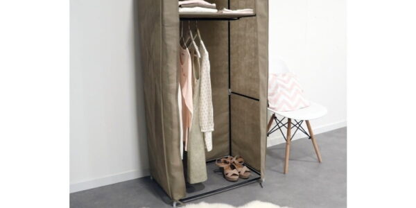 Béžová textilná šatníková skriňa Compactor Wardrobe, výška 147 cm