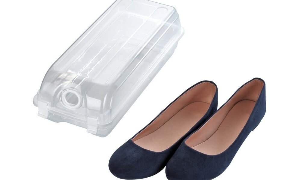 Transparentný úložný box na topánky Wenko Smart, šírka 14 cm