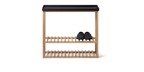 Polica na topánky/úložný stolík s čiernou doskou z dubového dreva Wireworks Hello Storage