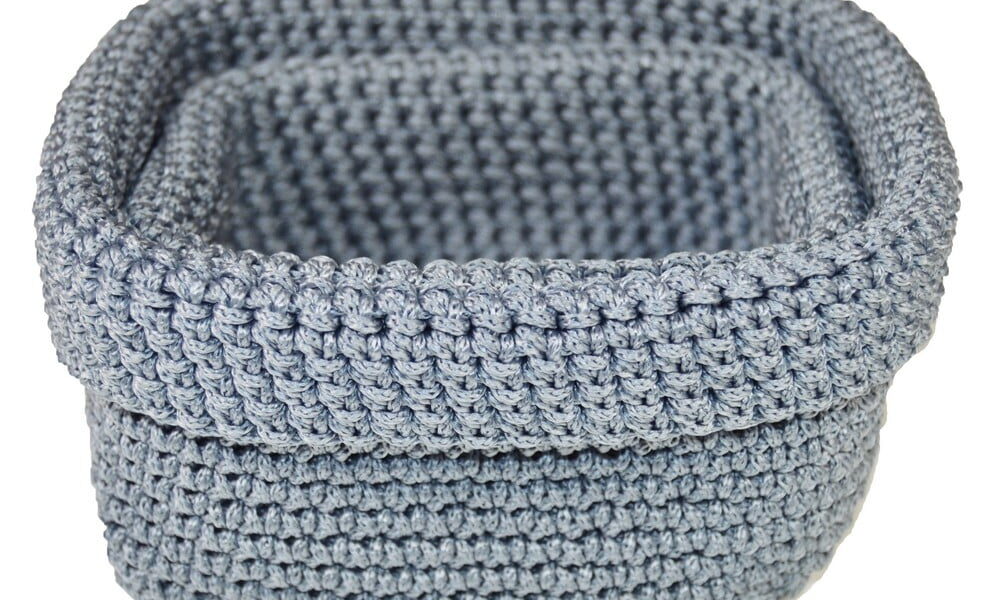 Set 2 modrosivých háčkovaných košíkov JOCCA Crochet