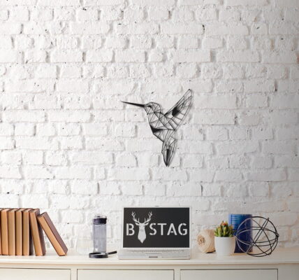 Nástenná kovová dekorácia Hummingbird, 49 × 43 cm