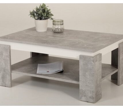 Konferenčný stolík Tim 2, šedý beton/biela