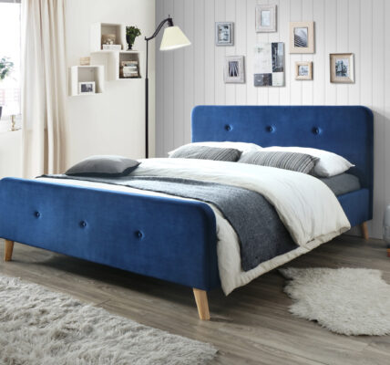Signal Manželská posteľ MALMO Velvet FARBA: Modrá