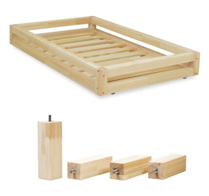 Sada lakovanej zásuvky pod posteľ a 4 predĺžených nôh Benlemi, pre posteľ 90 × 200 cm