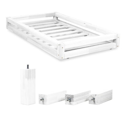 Sada bielej zásuvky pod posteľ a 4 predĺžených nôh Benlemi, pre posteľ 80 × 160 cm