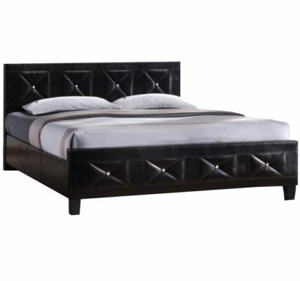 Tempo Kondela Manželská posteľ s roštom, ekokoža čierna, 160×200, CARISA