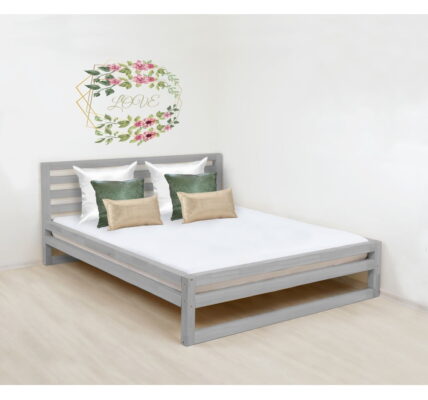 Sivá drevená dvojlôžková posteľ Benlemi DeLuxe, 200 × 180 cm