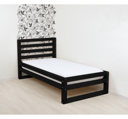 Čierna drevená jednolôžková posteľ Benlemi DeLuxe, 200 × 90 cm