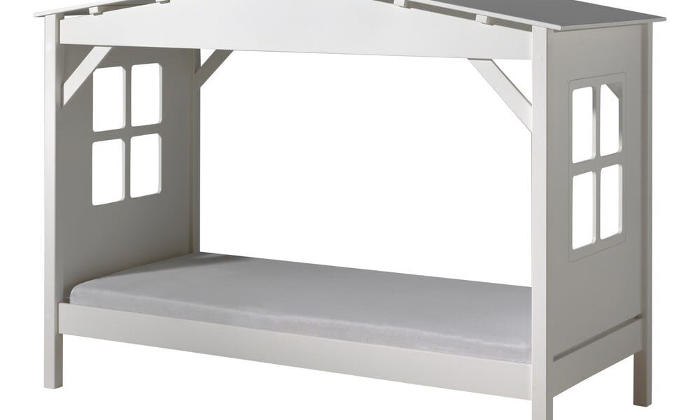 Biela detská posteľ Vipack Pino Cabin, 90 × 200 cm
