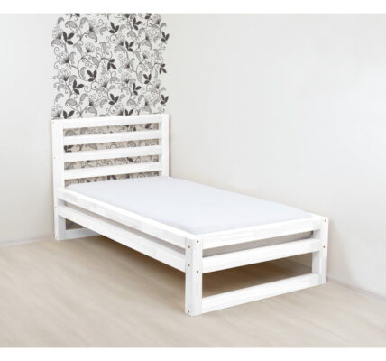 Biela drevená jednolôžková posteľ Benlemi DeLuxe, 200 × 80 cm