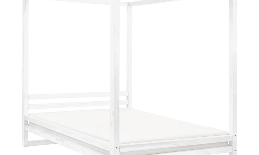 Biela drevená dvojlôžková posteľ Benlemi Baldee, 190 × 180 cm