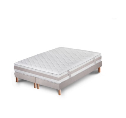 Svetlosivá posteľ s matracom a dvojitým boxspringom Stella Cadente Maison Saturne Europe, 140 × 200 cm
