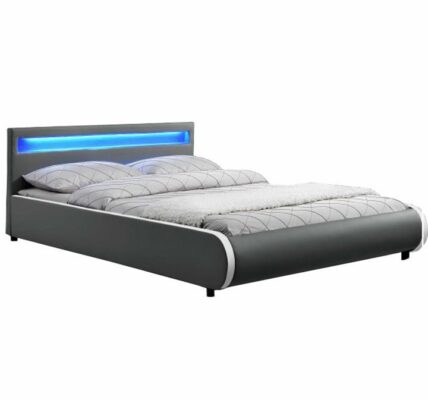 Tempo Kondela Manželská posteľ s, RGB LED osvetlením, sivá, 180×200, DULCEA