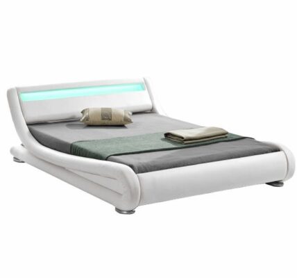 Tempo Kondela Moderná posteľ s RGB LED osvetlením, biela, 180×200, FILIDA