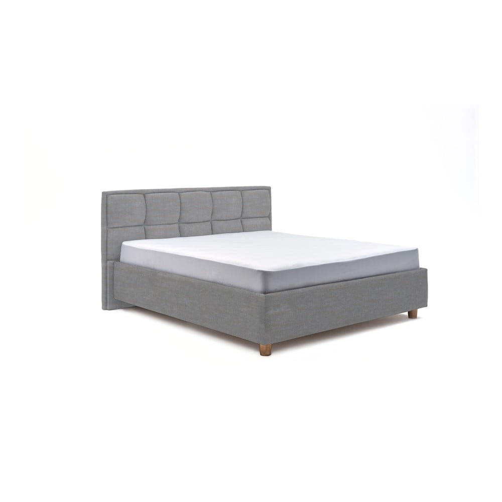 Svetlomodrá dvojlôžková posteľ s roštom a úložným priestorom PreSpánok Karme, 160 x 200 cm