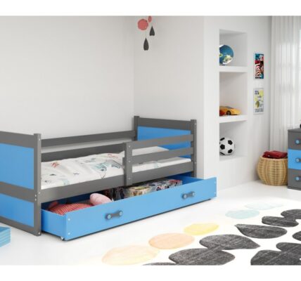 BMS group Detská posteľ RICO, 190 FARBA KONŠTRUKCIE: Grafit, DOPLNKOVÁ FARBA: Modrá