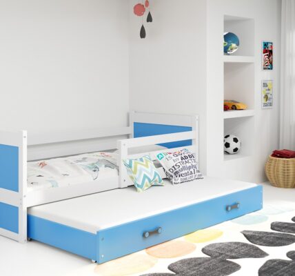 BMS group Detská posteľ RICO 190, dvojlôžko FARBA KONŠTRUKCIE: Biela, DOPLNKOVÁ FARBA: Modrá
