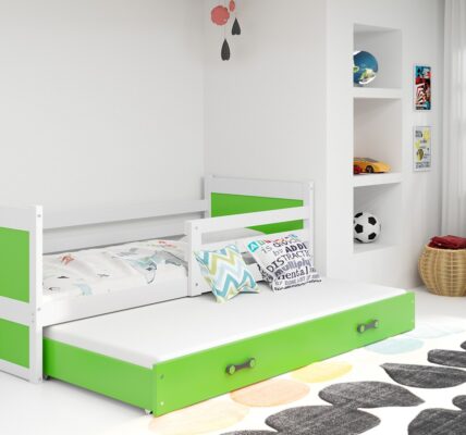 BMS group Detská posteľ RICO 190, dvojlôžko FARBA KONŠTRUKCIE: Biela, DOPLNKOVÁ FARBA: Zelená
