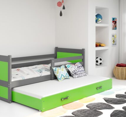BMS group Detská posteľ RICO 200, dvojlôžko FARBA KONŠTRUKCIE: Grafit, DOPLNKOVÁ FARBA: Zelená
