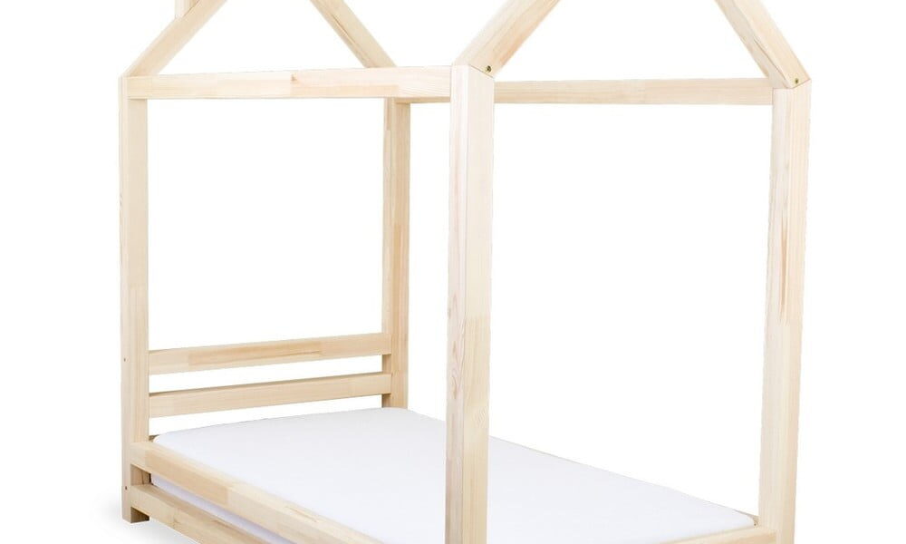 Detská posteľ z lakovaného smrekového dreva Benlemi Happy, 80 × 160 cm