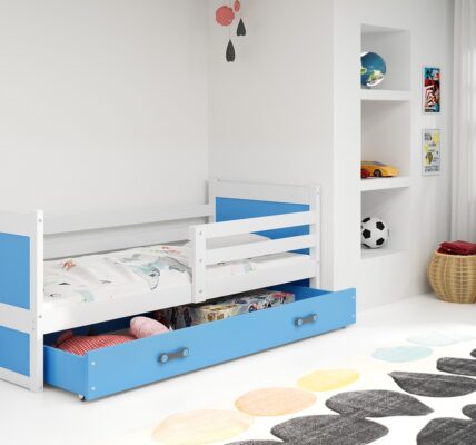 BMS group Detská posteľ RICO, 190 FARBA KONŠTRUKCIE: Biela, DOPLNKOVÁ FARBA: Modrá