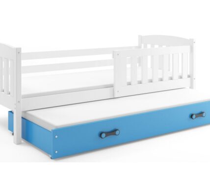 BMS group Detská posteľ KUBUŠ s prístelkou, 200 FARBA: Biela, DOPLNKOVÁ FARBA: Modrá