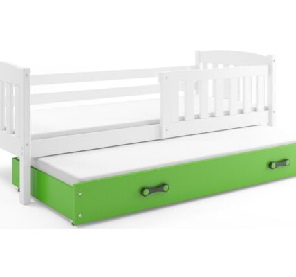 BMS group Detská posteľ KUBUŠ s prístelkou, 200 FARBA: Biela, DOPLNKOVÁ FARBA: Zelená